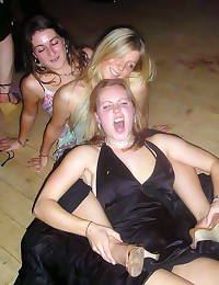 Drunken party girls get frisk...