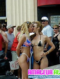 You wouldn?t ever forget these pervert amateur chicks that kiss each other and suck huge dicks