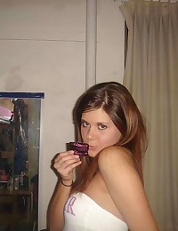 Amateur party girl having fun with her friends