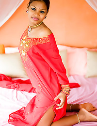 Red dress on Indian teen