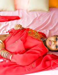 Red dress on Indian teen