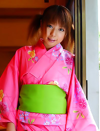 Japanese girl in pink kimono