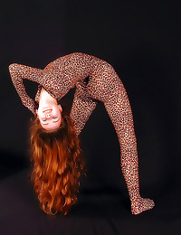 Spandex on a flexible redhead