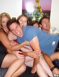 Check out these 3 hot college babes masterbate and fuck eachother while their girlfriend gets a hard fuck in this college dorm party hot pics