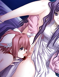 Crazy cute slutty hentai sisters strip naked and sharing cum