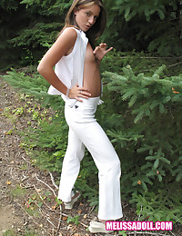 Melissa Doll - Girl posing outdoors in all white and she sizzles
