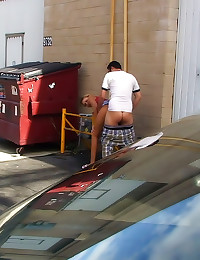 Public blowjob by a dumpster