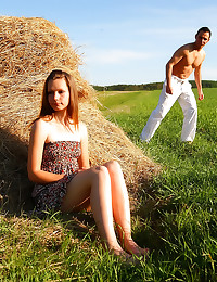 Teen sex in hay field