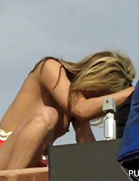 Rooftop blowjob from a real skank
