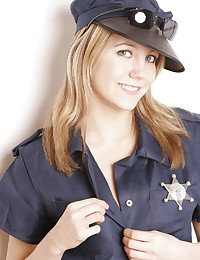 Andi Pink - Busty blonde teen in slutty police uniform