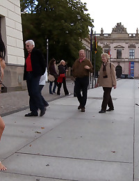European beauty is stripped naked in the streets then fucked in the ass and left with cum on her face in public