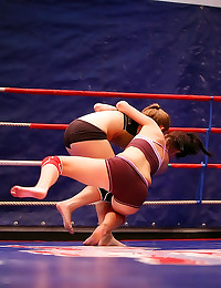 Girls wrestle and make out