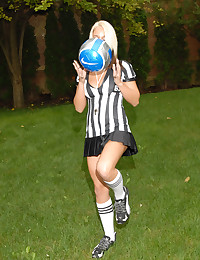 Next Door Nikki - The girl is a naughty referee in a super short skirt