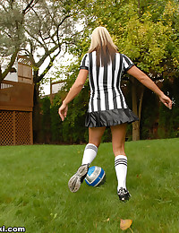 Next Door Nikki - The girl is a naughty referee in a super short skirt