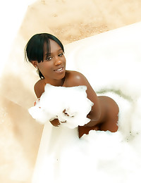 Black girl in bubble bath